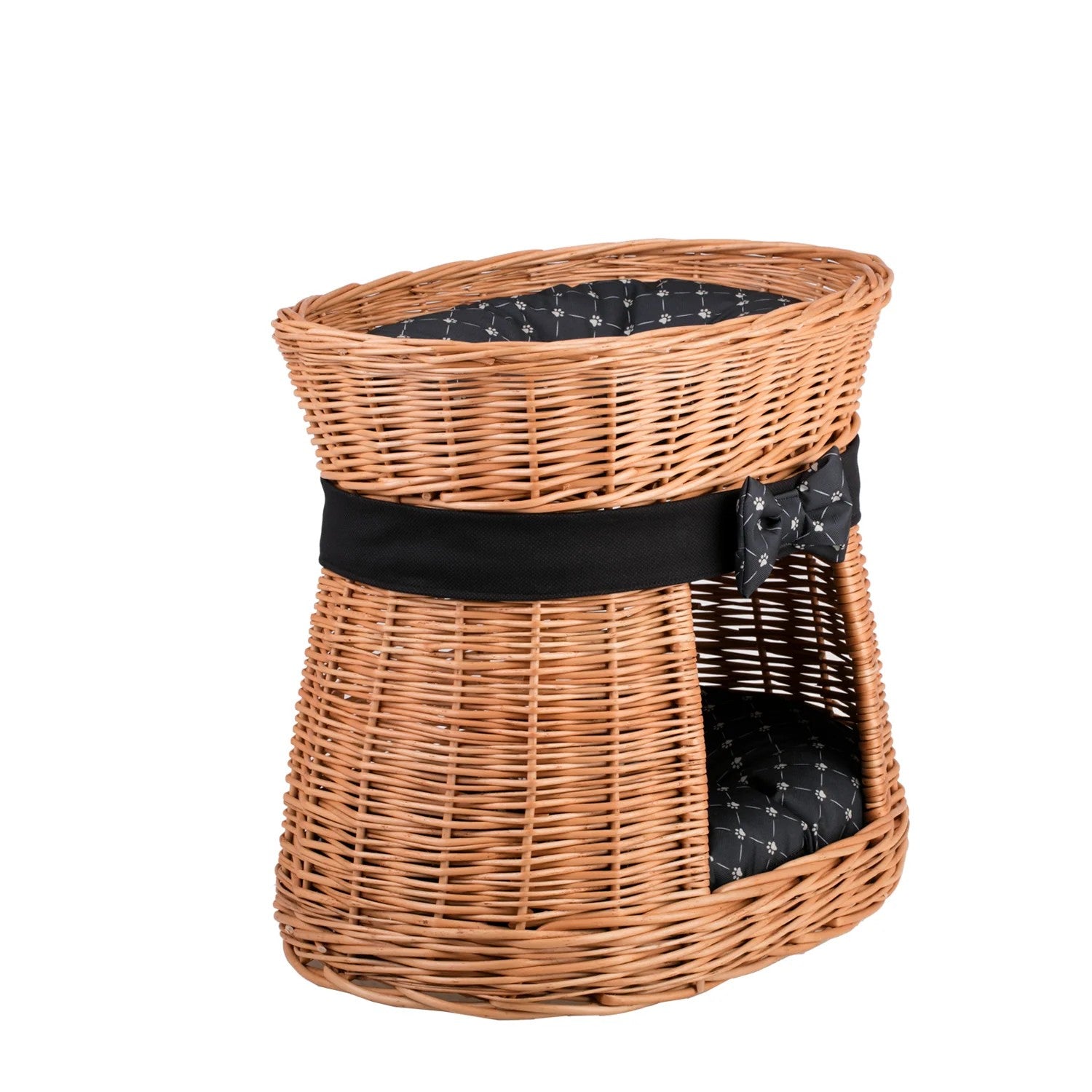 Erif Wicker Cat House With Black Cushions