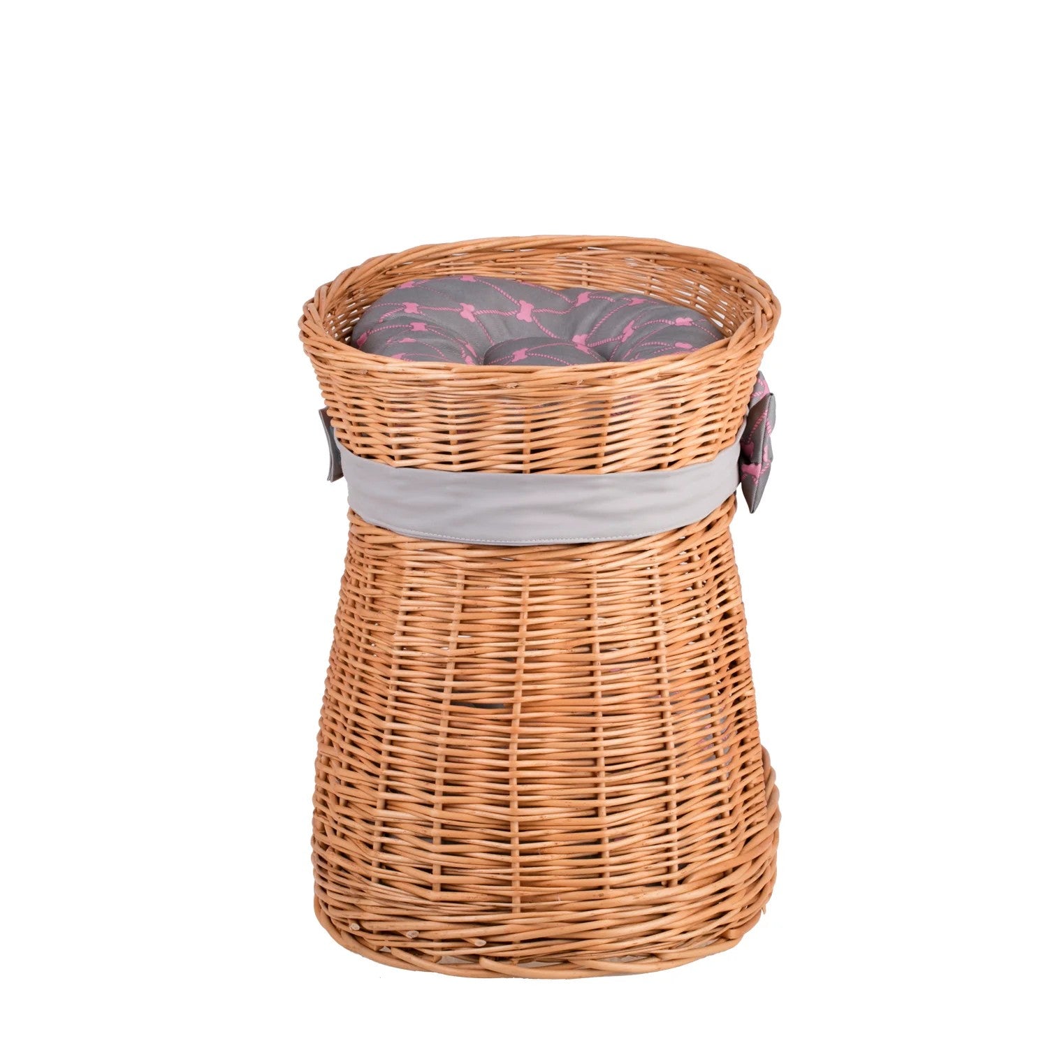 Erif Wicker Cat House With Grey Cushions