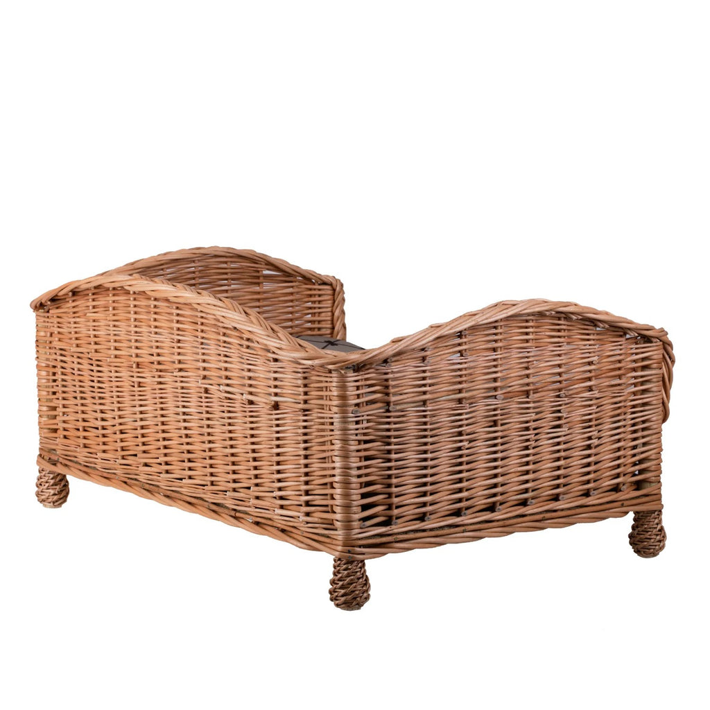 Erivia Wicker Pet Basket With Gray And Black Cushion, 74x52 cm