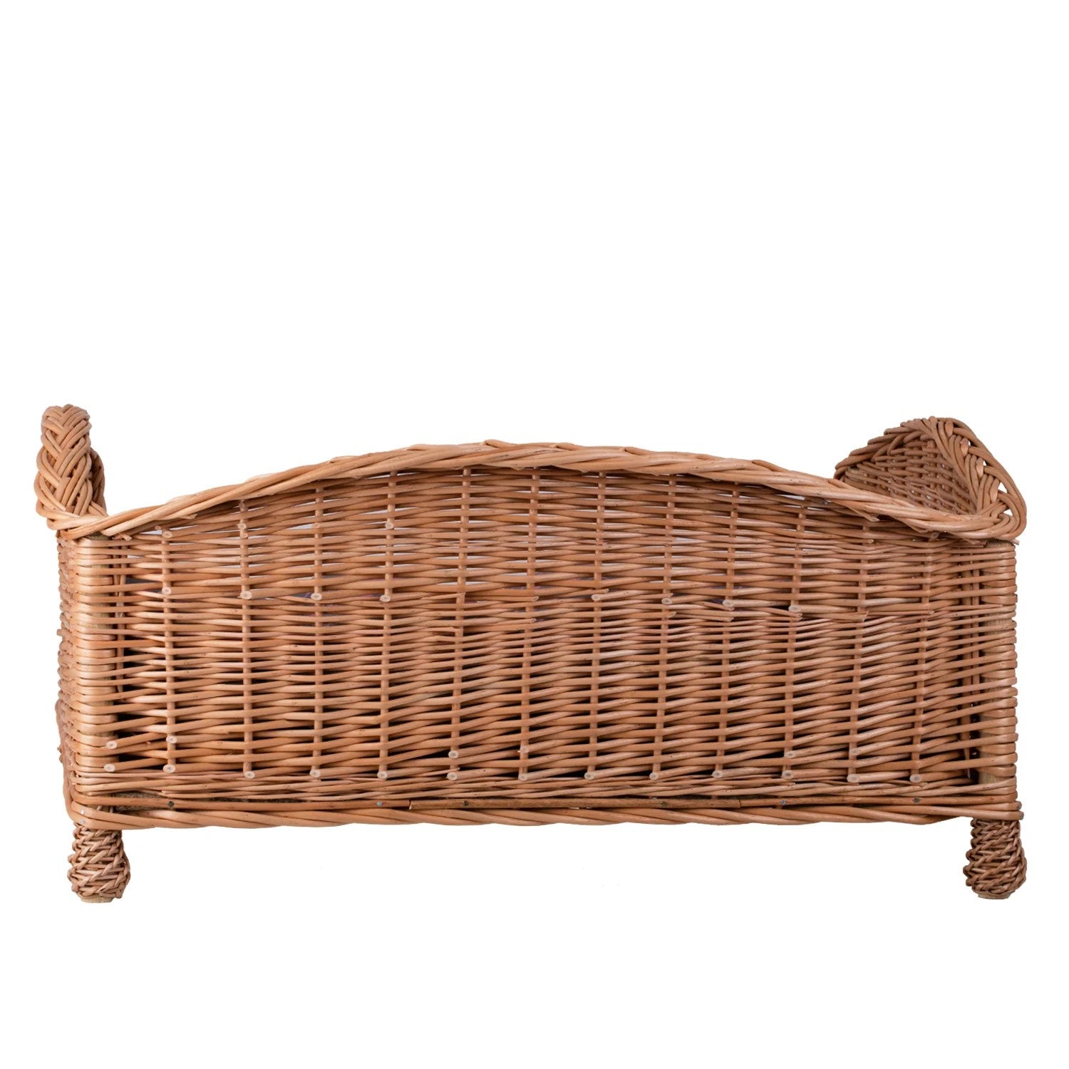 Erivia Wicker Pet Basket With Gray And Pink Cushion, 74x52 cm