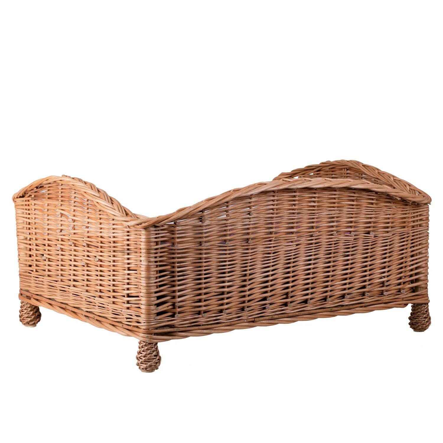 Erivia Wicker Pet Basket With Gray And Pink Cushion, 74x52 cm