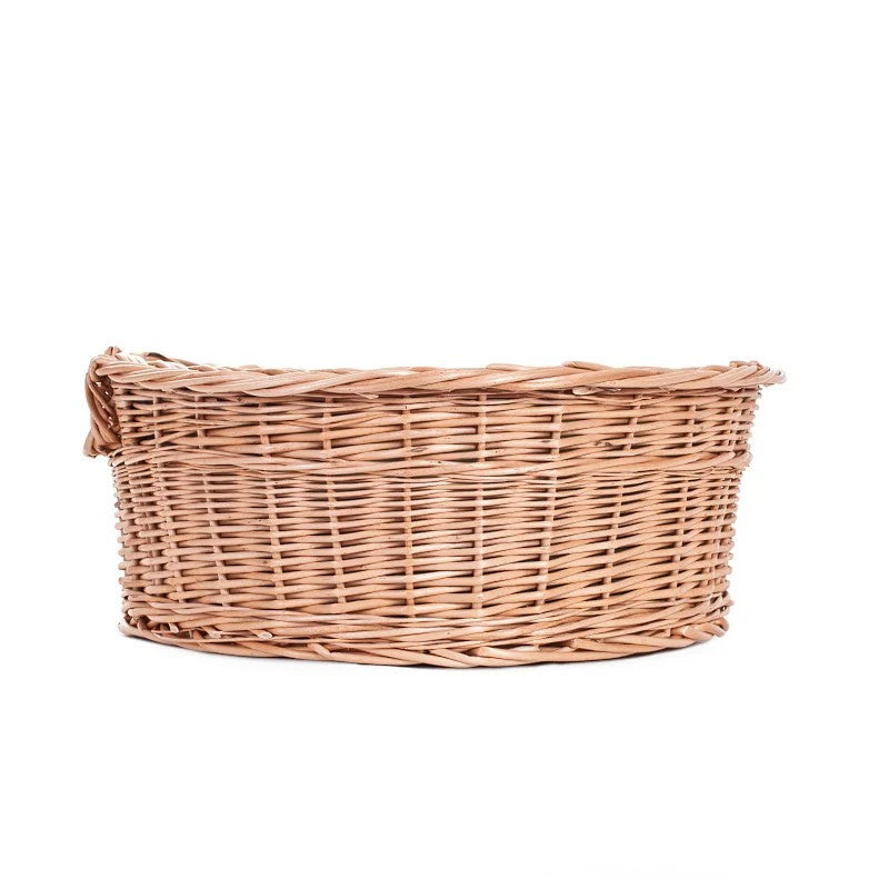 Esmira Natural Wicker Dog Bed With Brown Dot Cushion, 75x57 cm