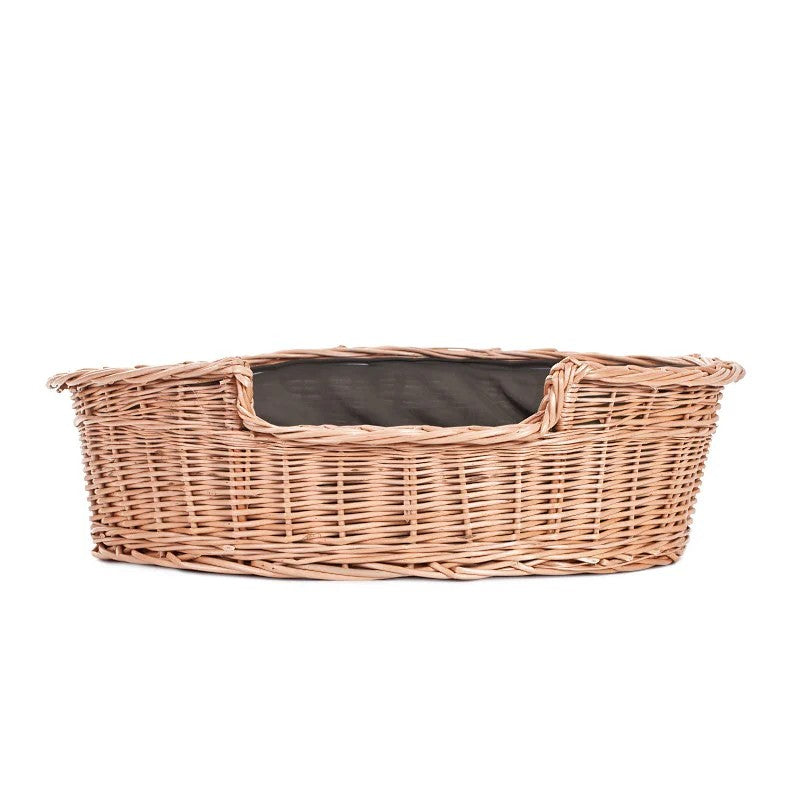 Esmira Natural Wicker Dog Bed With Brown Dot Cushion, 85x67 cm