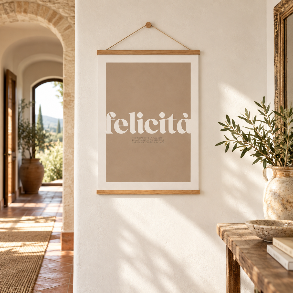 Poster Felicità in italienischer Atmosphäre – quadratisch