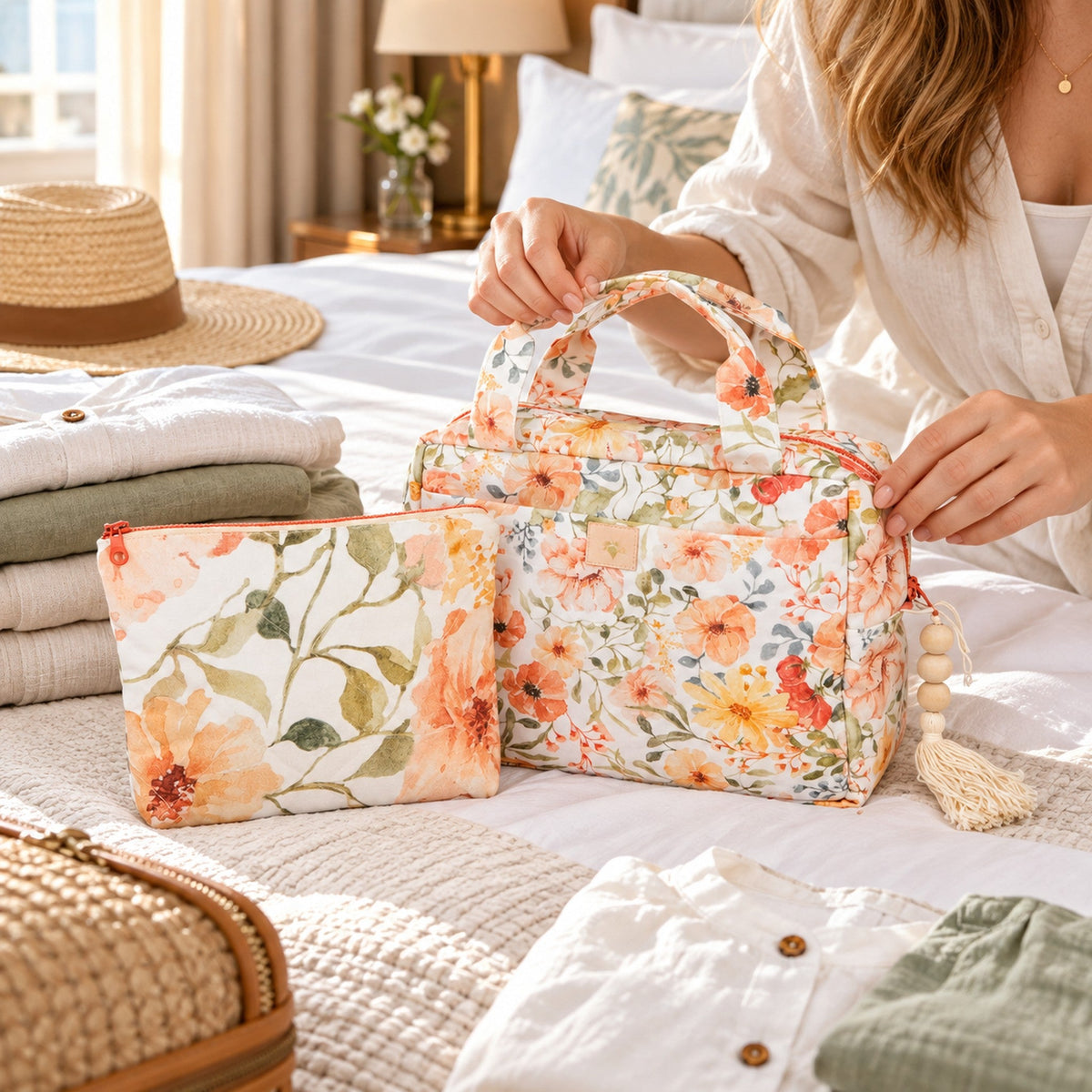 Flower Power Kosmetiktaschen-Set beim Packen | Elena Home Living