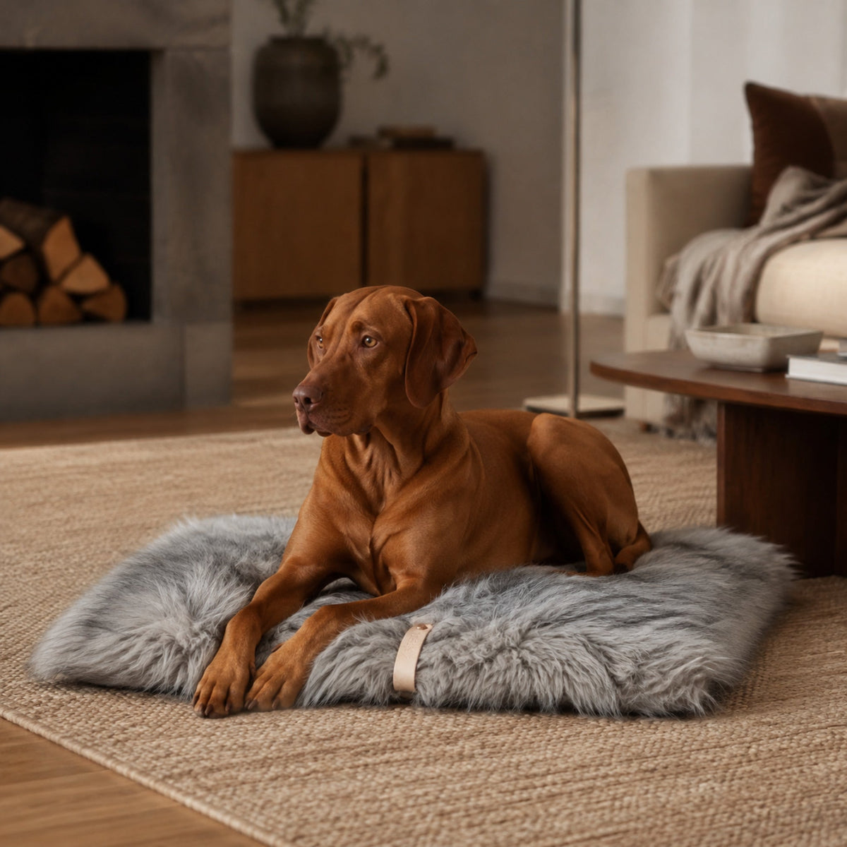 Föra Wendedecke für Hund & Katze – Silber – Elegante Wohnszene mit Haustier