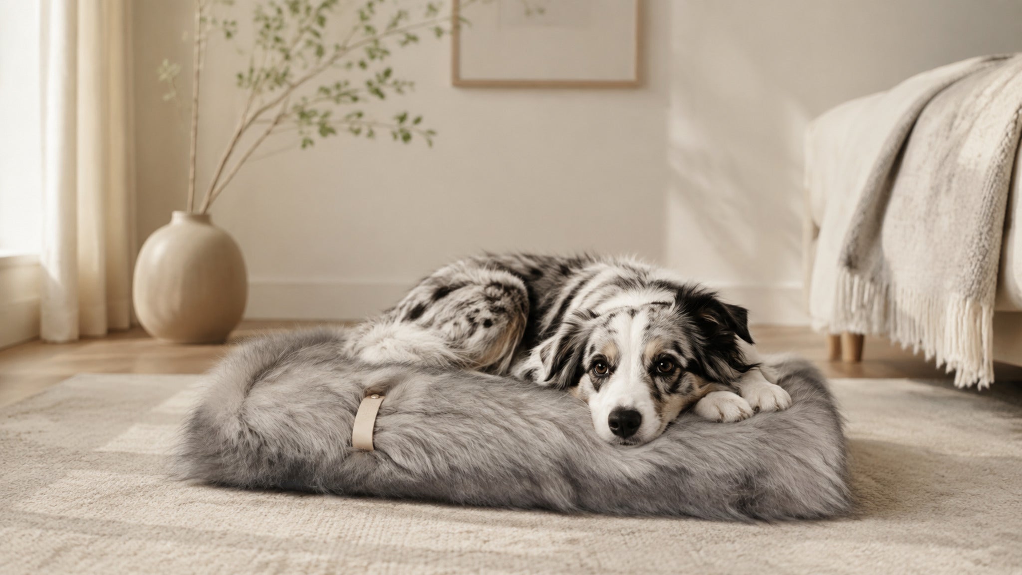 Föra Wendedecke für Hund & Katze – Silber – Breite Premium-Wohnszene im Format 16:9