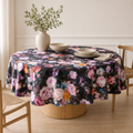 Runde Tischdecke Francine Black – Premium Hauptbild im eleganten Esszimmer