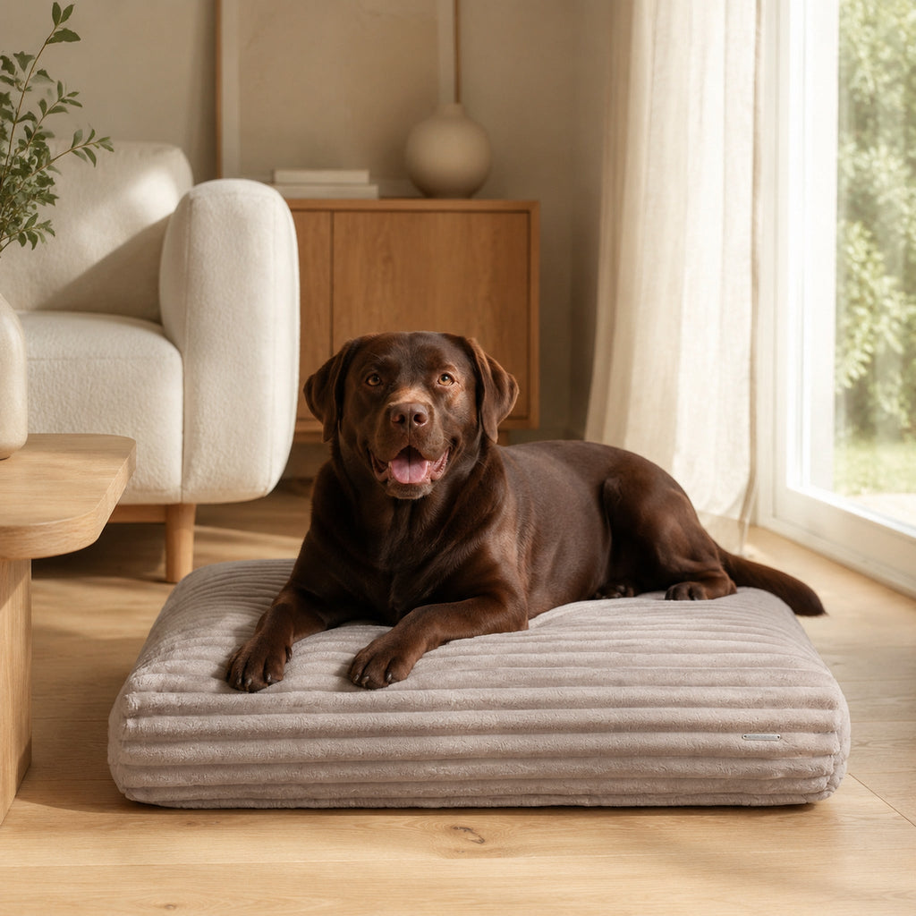 Furo Hundekissen Beige mit Labrador in stilvoller Atmosphäre