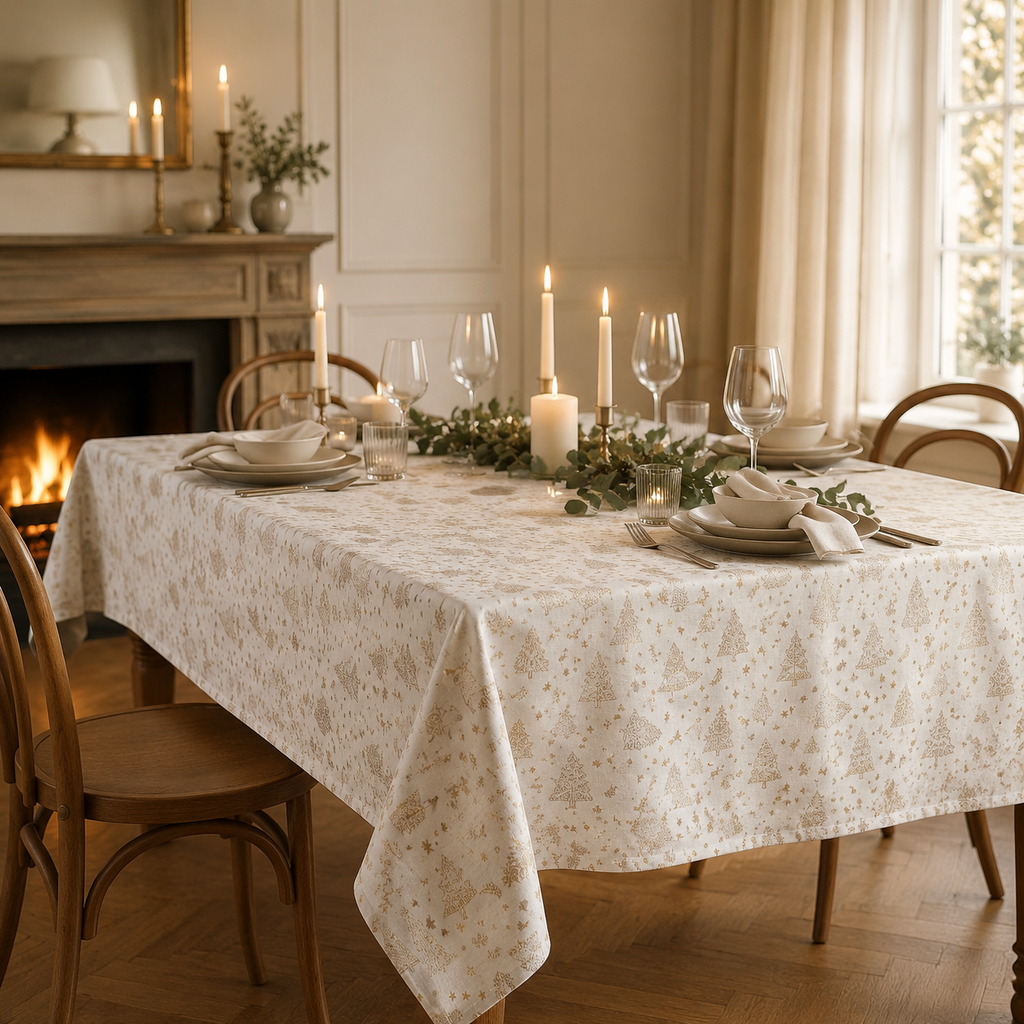 Rechteckige Tischdecke Golden Forest – elegante festliche Dinner-Atmosphäre
