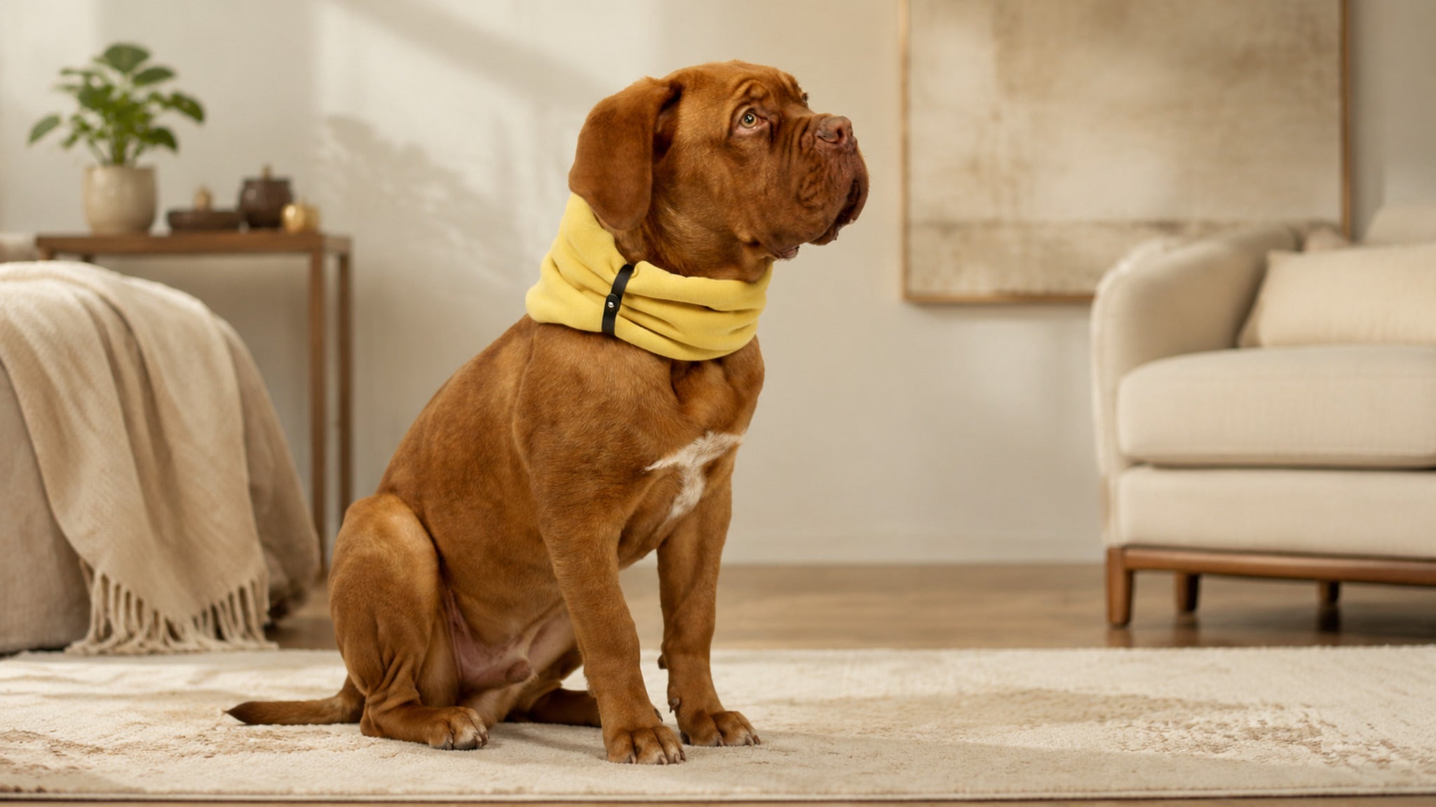 Inko Halswärmer für Hunde – Gold – Breite Premium-Wohnszene im Format 16:9