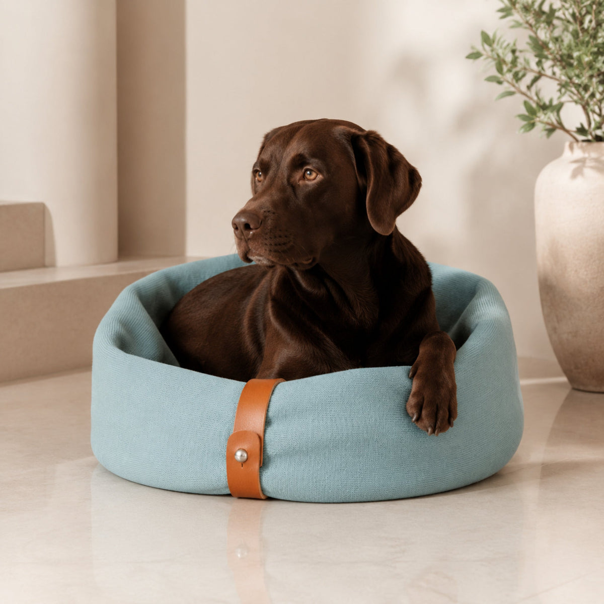 Inko Halswärmer für Hunde – Türkis – Premium Studioaufnahme auf reflektierendem Boden