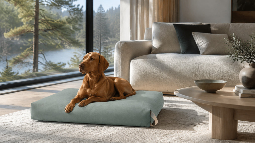 Kiima Hundekissen Soft Teal im modernen Premium Interieur – 16:9
