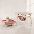 Kikko Tisch und Lulu Katzenbett Himbeere mit zwei Katzen – Premium Produktfoto