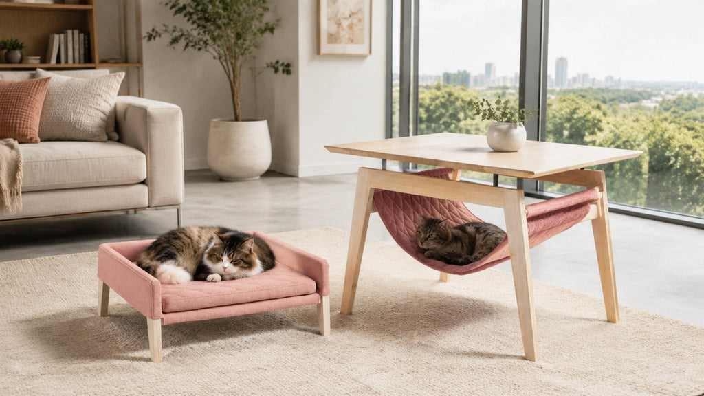 Kikko und Lulu Katzenmöbel Himbeere im modernen Interieur – 16:9