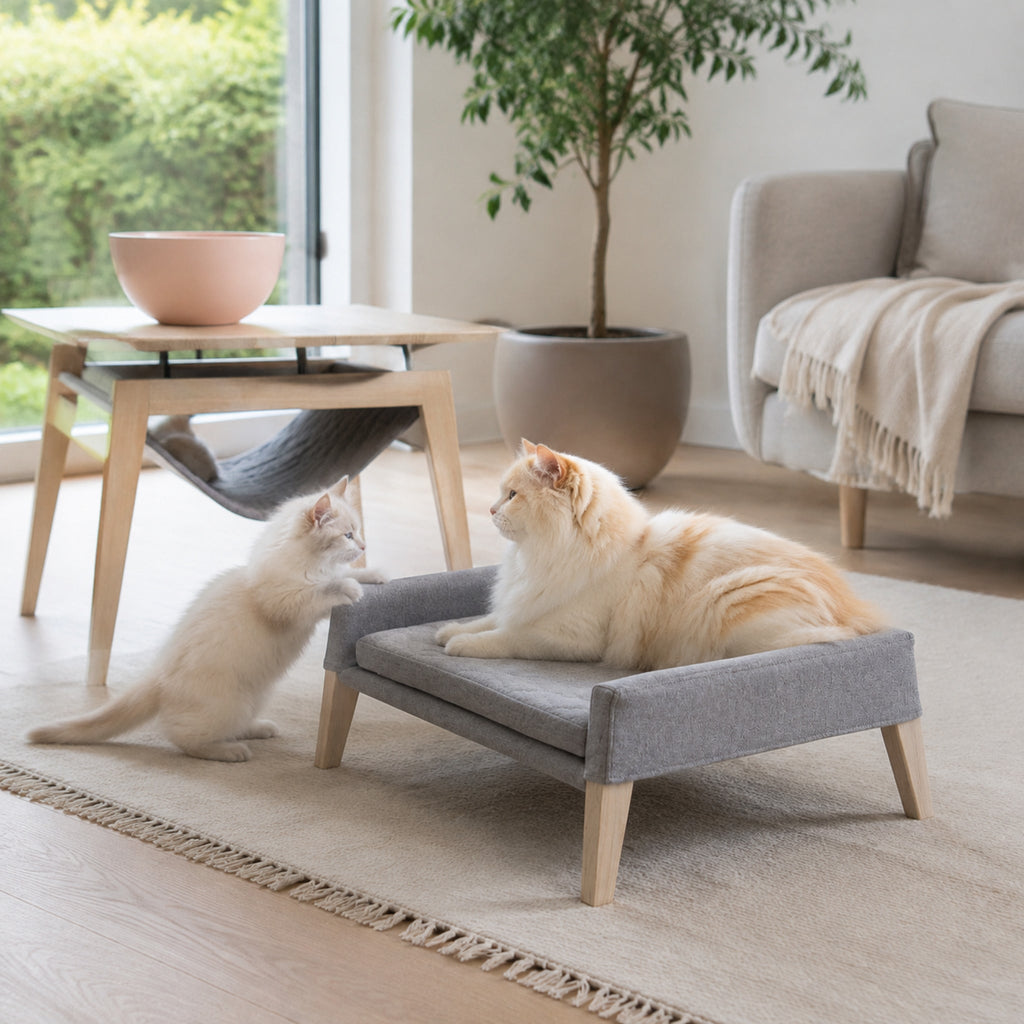 Kikko & Lulu Design-Set für Katzen – Anthrazit – Stilvolle Wohnatmosphäre mit zwei Haustieren