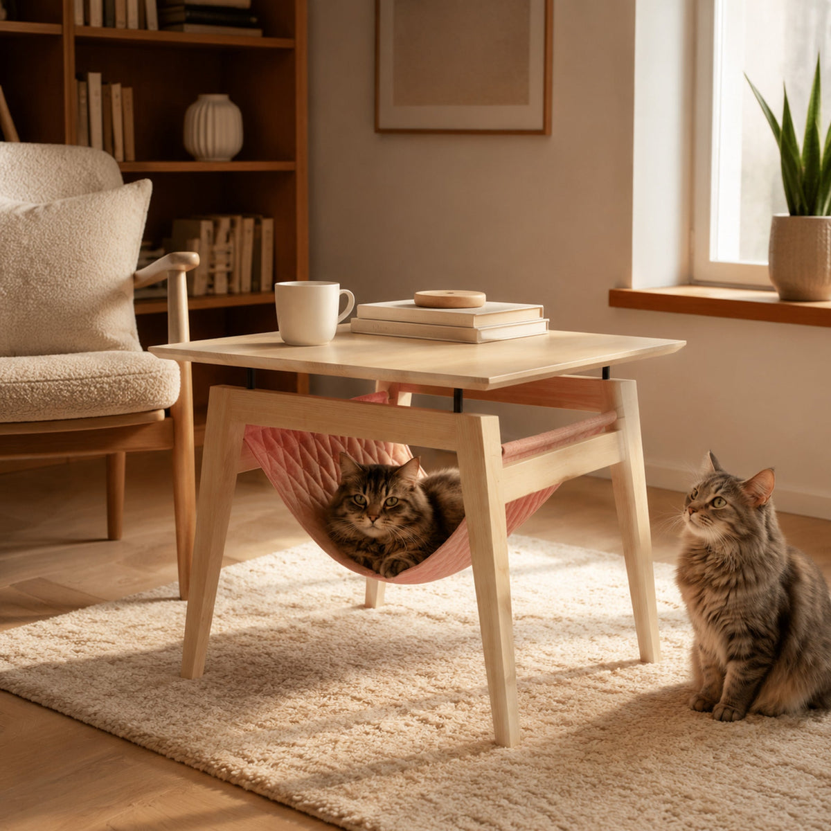 Kikko Beistelltisch mit Hängematte für zwei Katzen