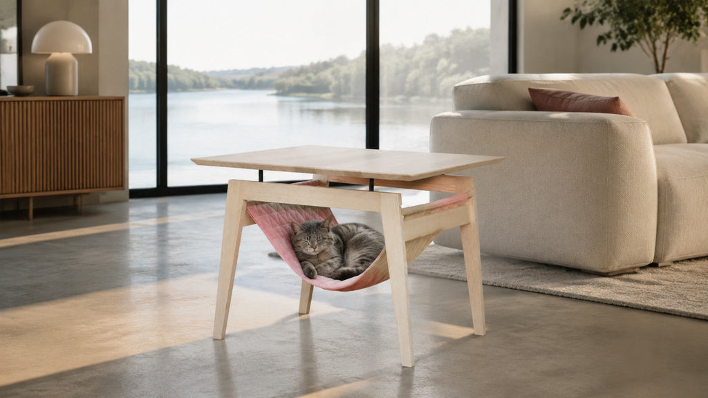 Kikko Katzenhängematte Himbeere im modernen Interieur – 16:9