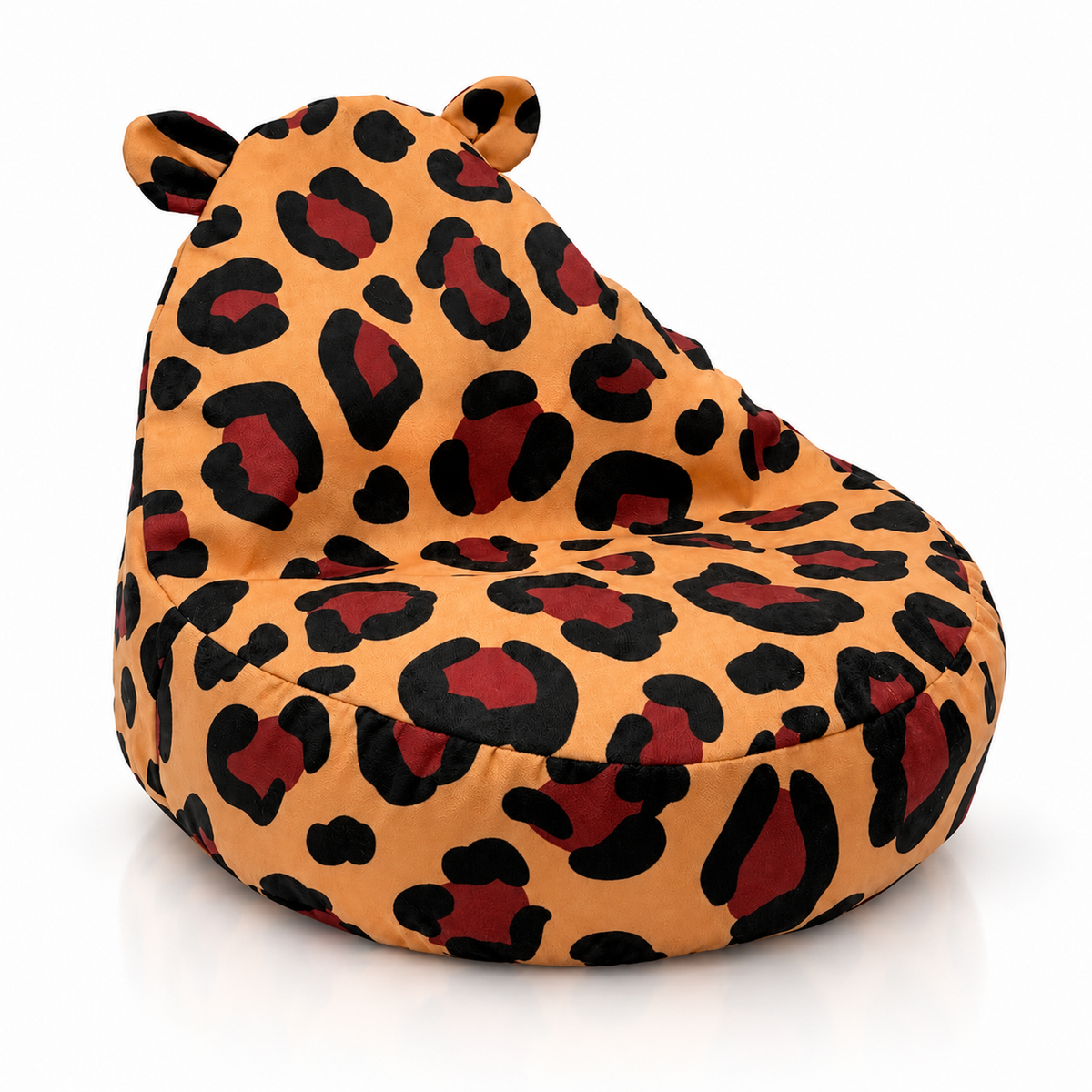 Kinder-Sitzsack Teddy Leopard freigestellt mit Bodenreflexion – bees&blooms