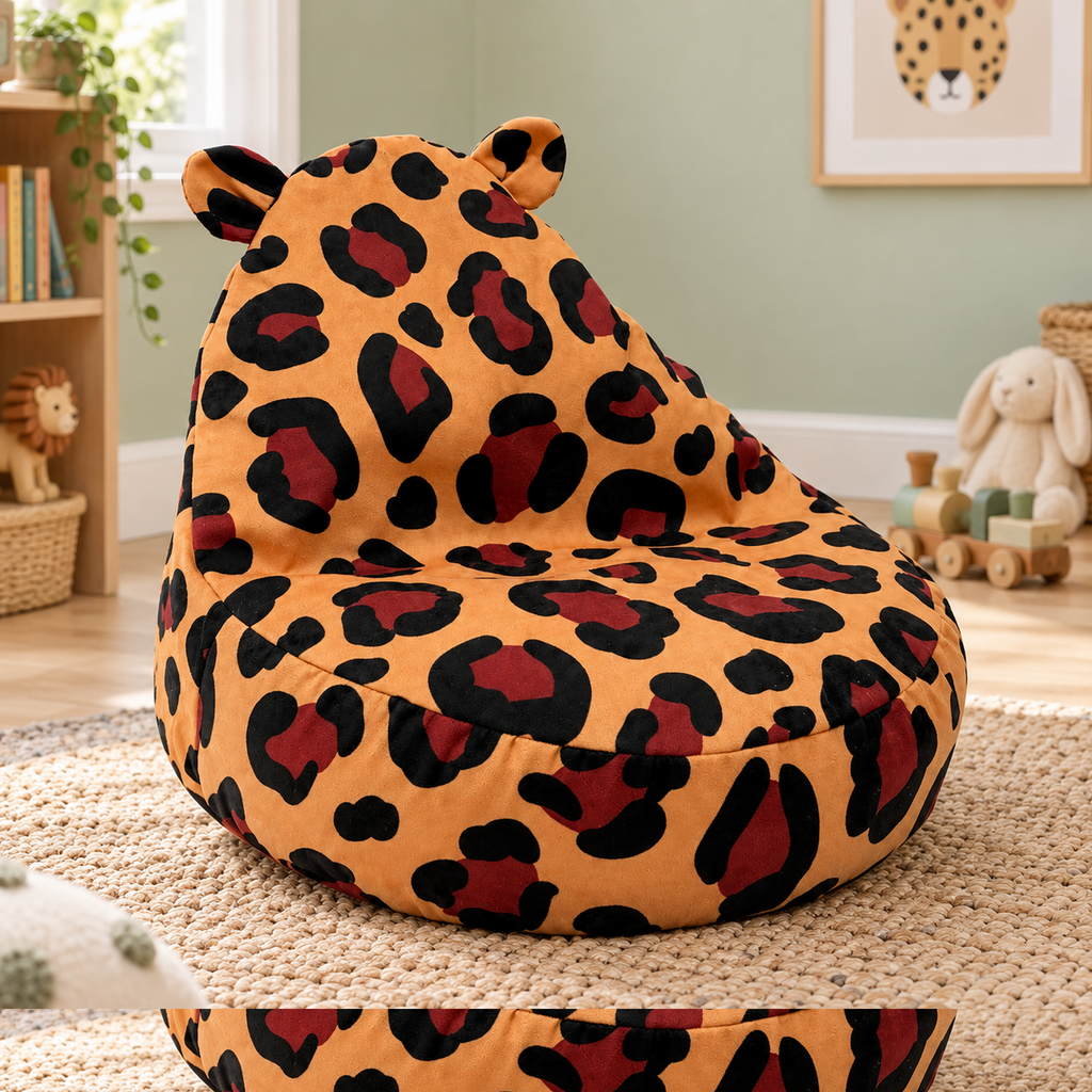 Kinder-Sitzsack Teddy Leopard im modernen Kinderzimmer – bees&blooms
