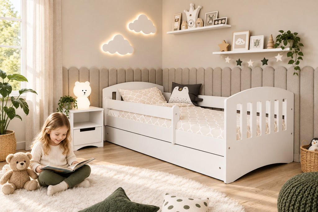 Kinderbett Classic 1 - Weiß – stilvoll im Kinderzimmer eingerichtet
