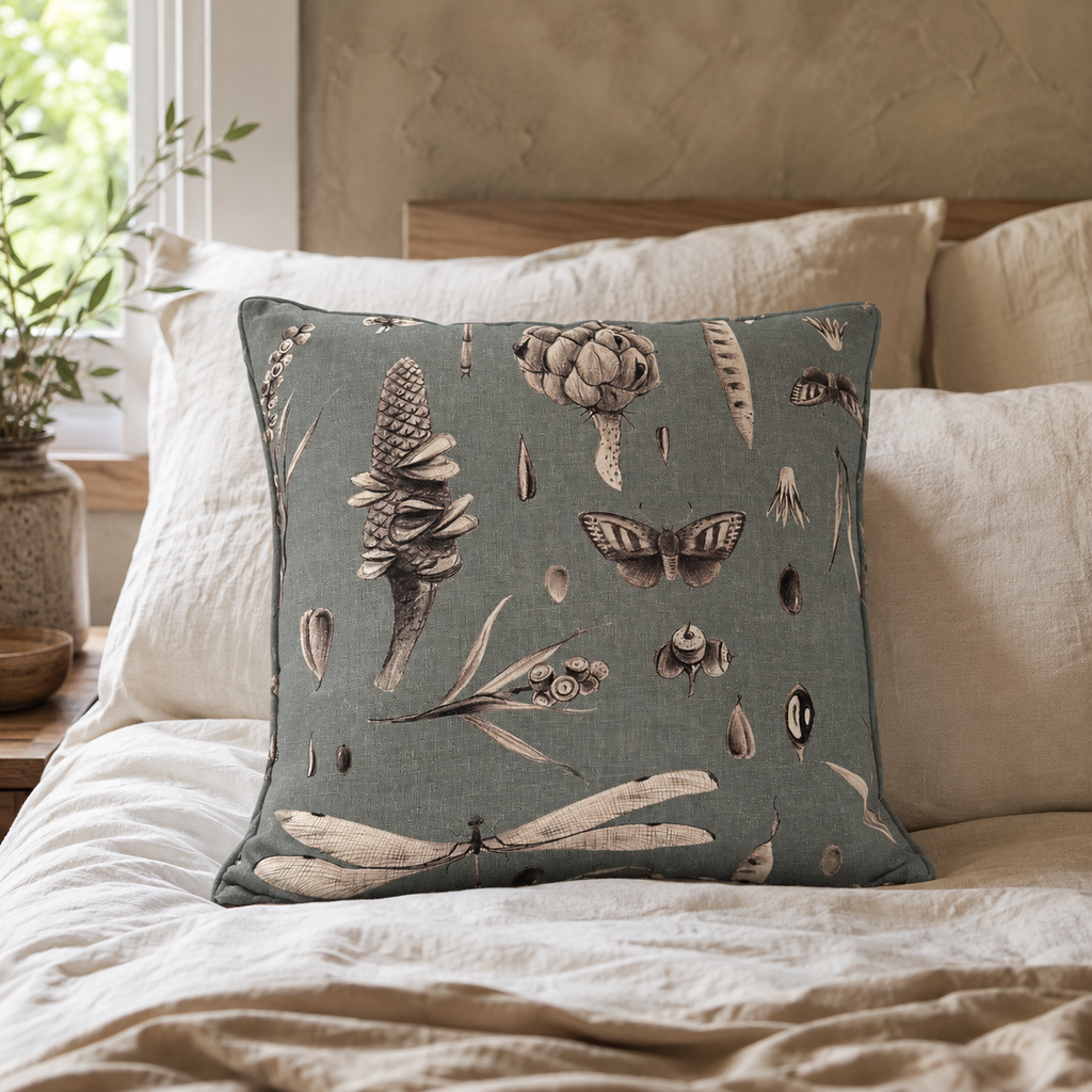 Kissenbezug Seeds Aqua aus 100 % Baumwolle – im ruhigen Schlafzimmer