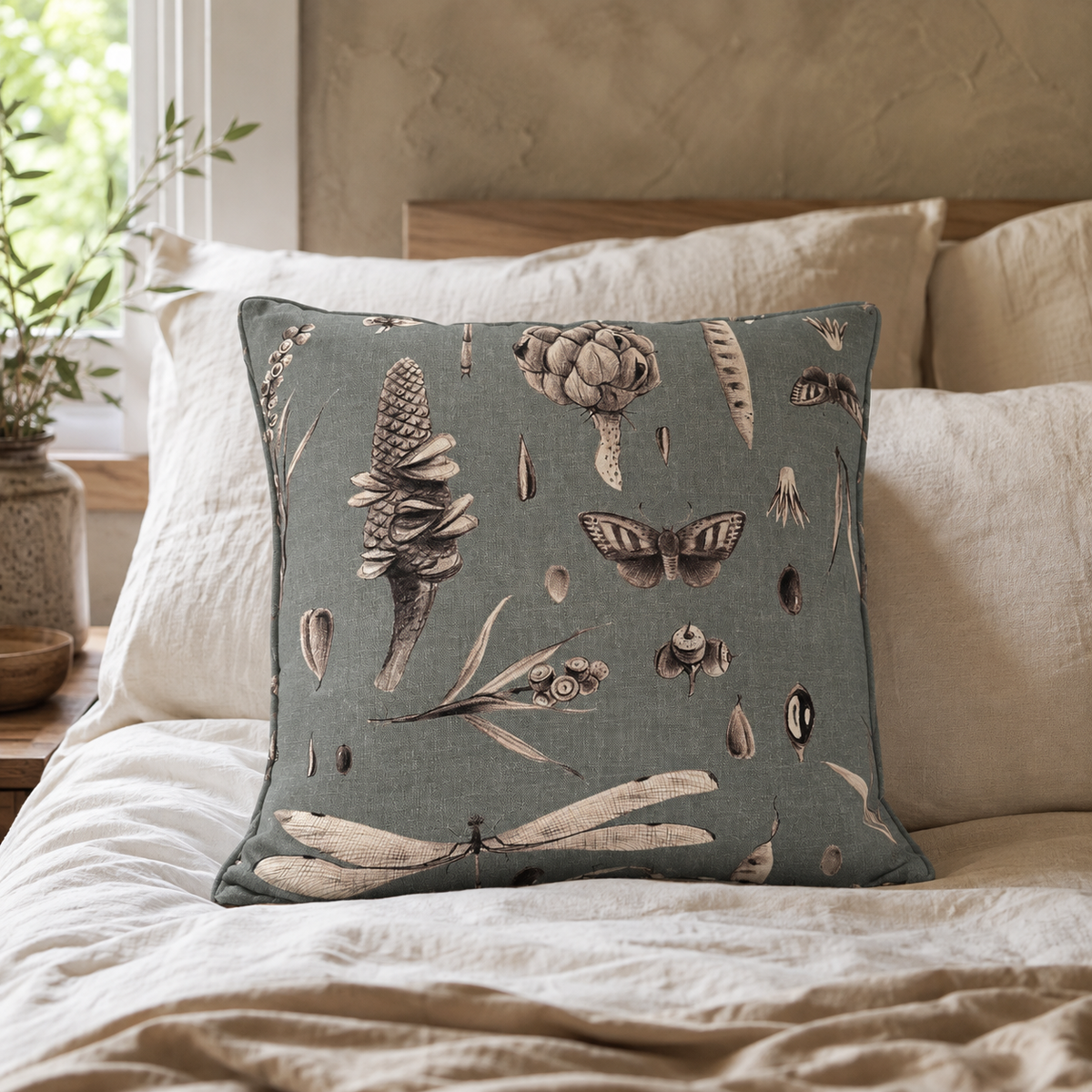 Kissenbezug Seeds Aqua aus 100 % Baumwolle – im ruhigen Schlafzimmer