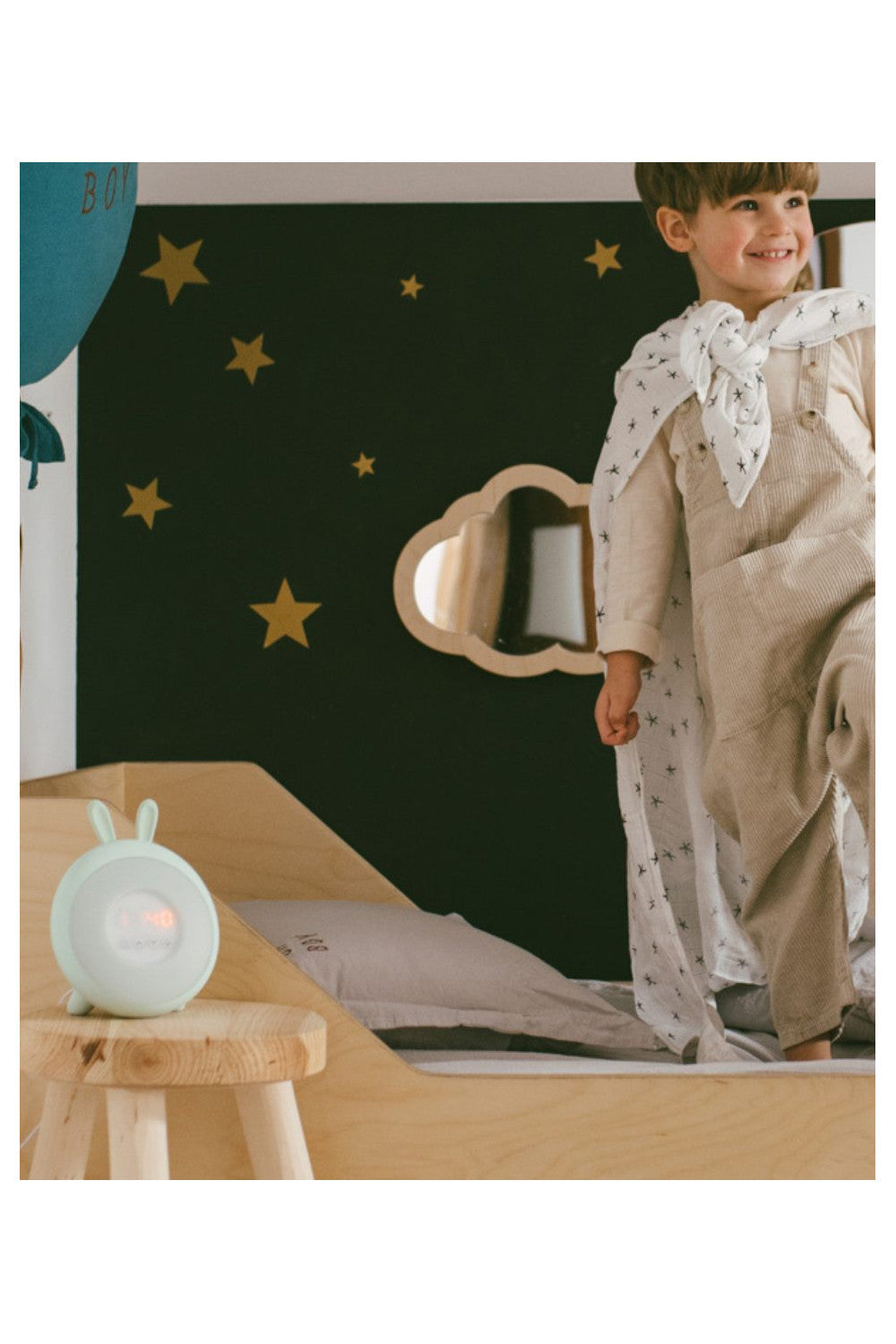 Kinderlampe mit Wecker Rabbit Grün – Anwendung