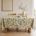 Tischdecke Lemon Linen aus Baumwolle & Leinen – Premium Hauptbild im eleganten Esszimmer