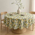 Runde Tischdecke Lemon Linen – Premium Hauptbild im eleganten Esszimmer