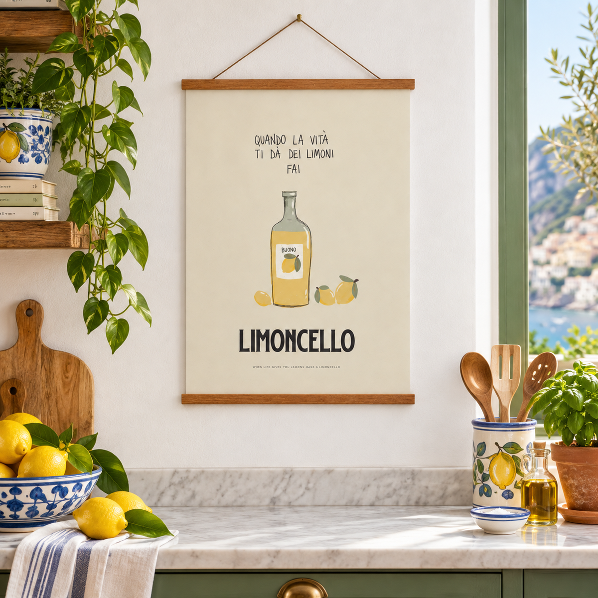 Poster Limoncello in italienischer Atmosphäre – quadratisch