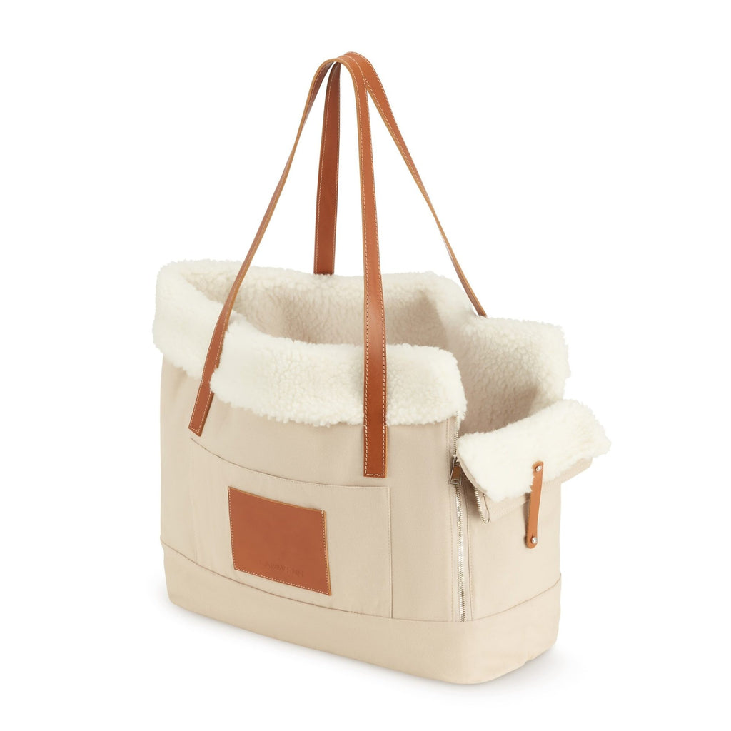 Liiva Hundetragetasche in Beige aus Canvas und Leder