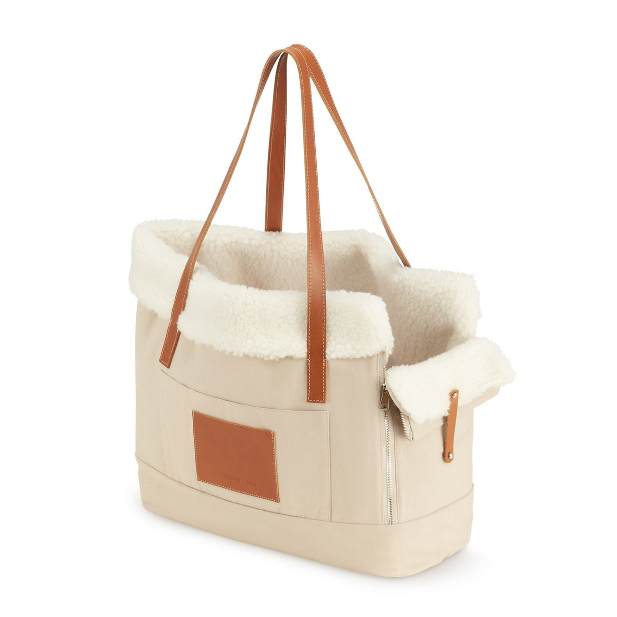 Liiva Hundetragetasche in Beige aus Canvas und Leder