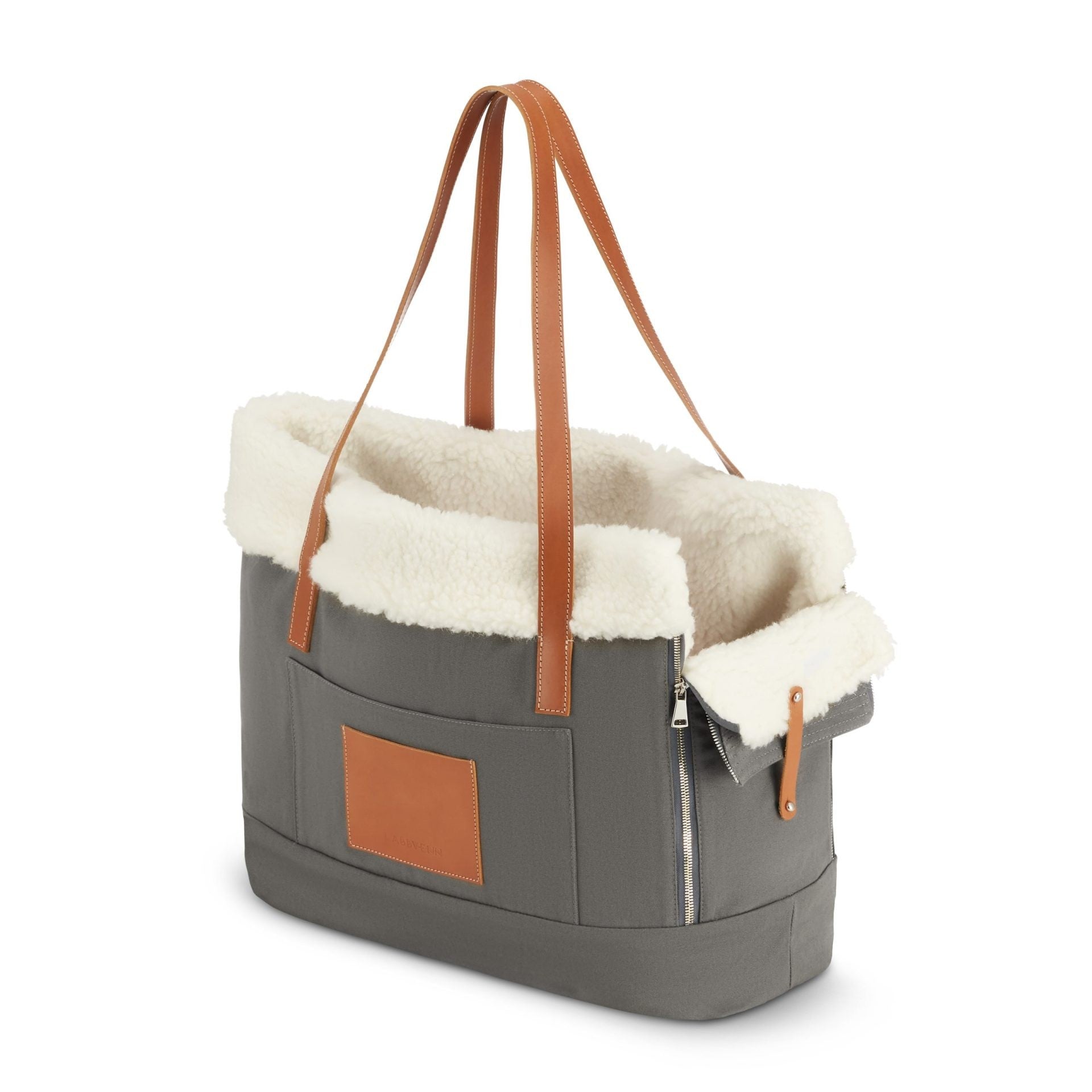 Liiva Hundetragetasche in Grau aus Canvas und Leder