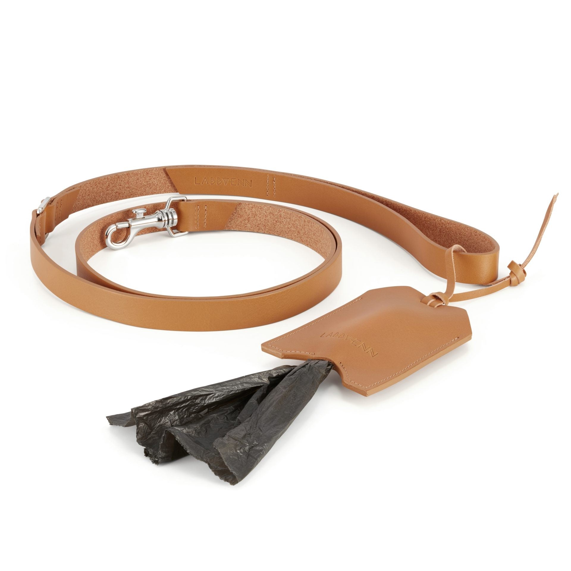 Lussa Hundeleine und Saku Kotbeutelspender Set in Camel