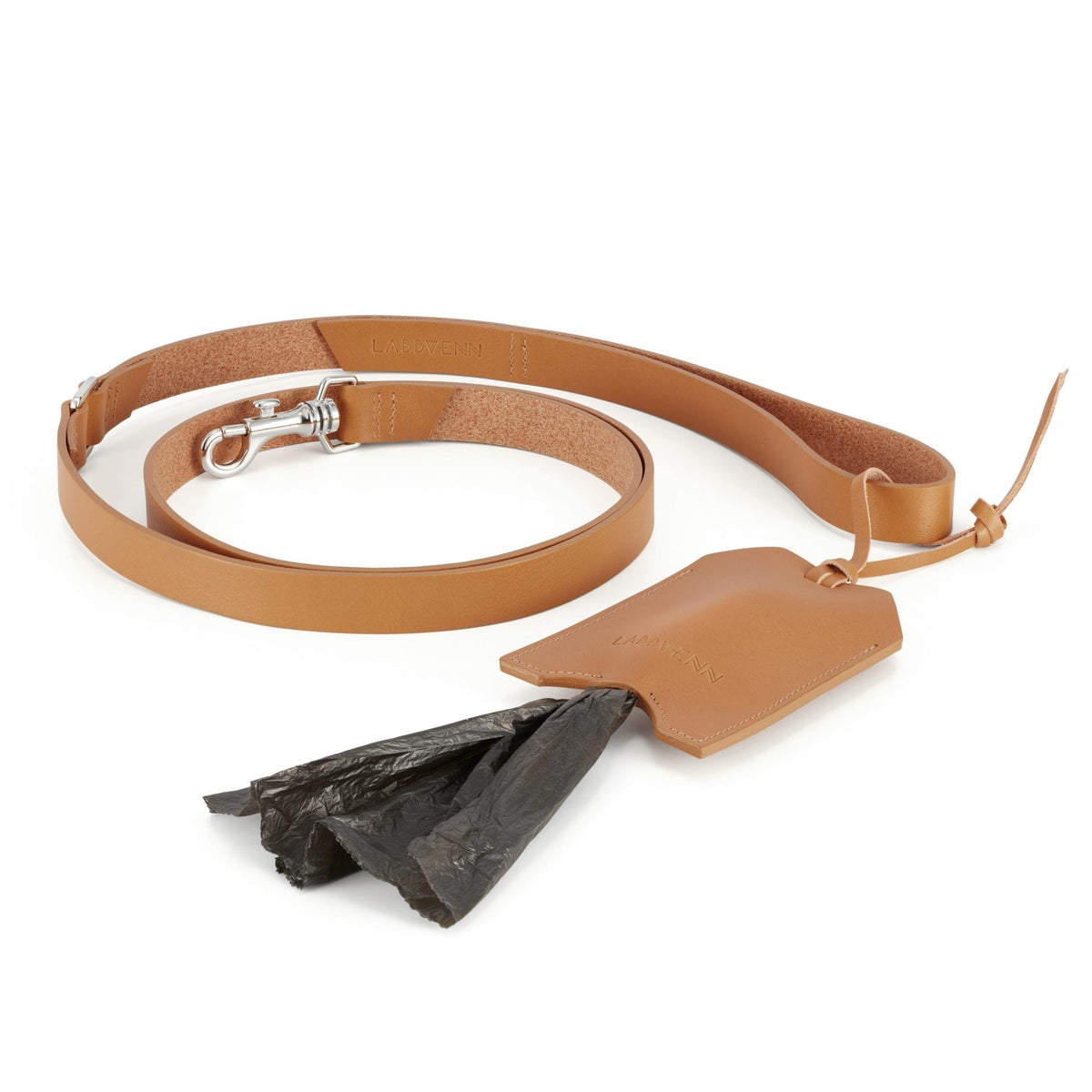 Lussa Hundeleine und Saku Kotbeutelspender Set in Camel