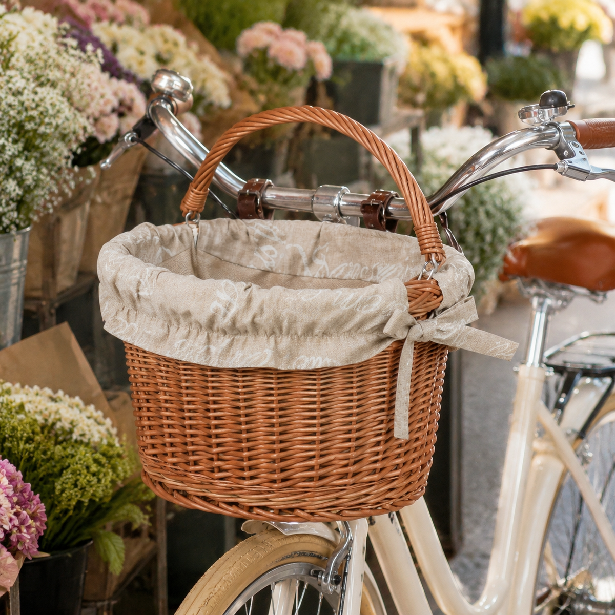 Magnus Weiden-Fahrradkorb am Blumenmarkt