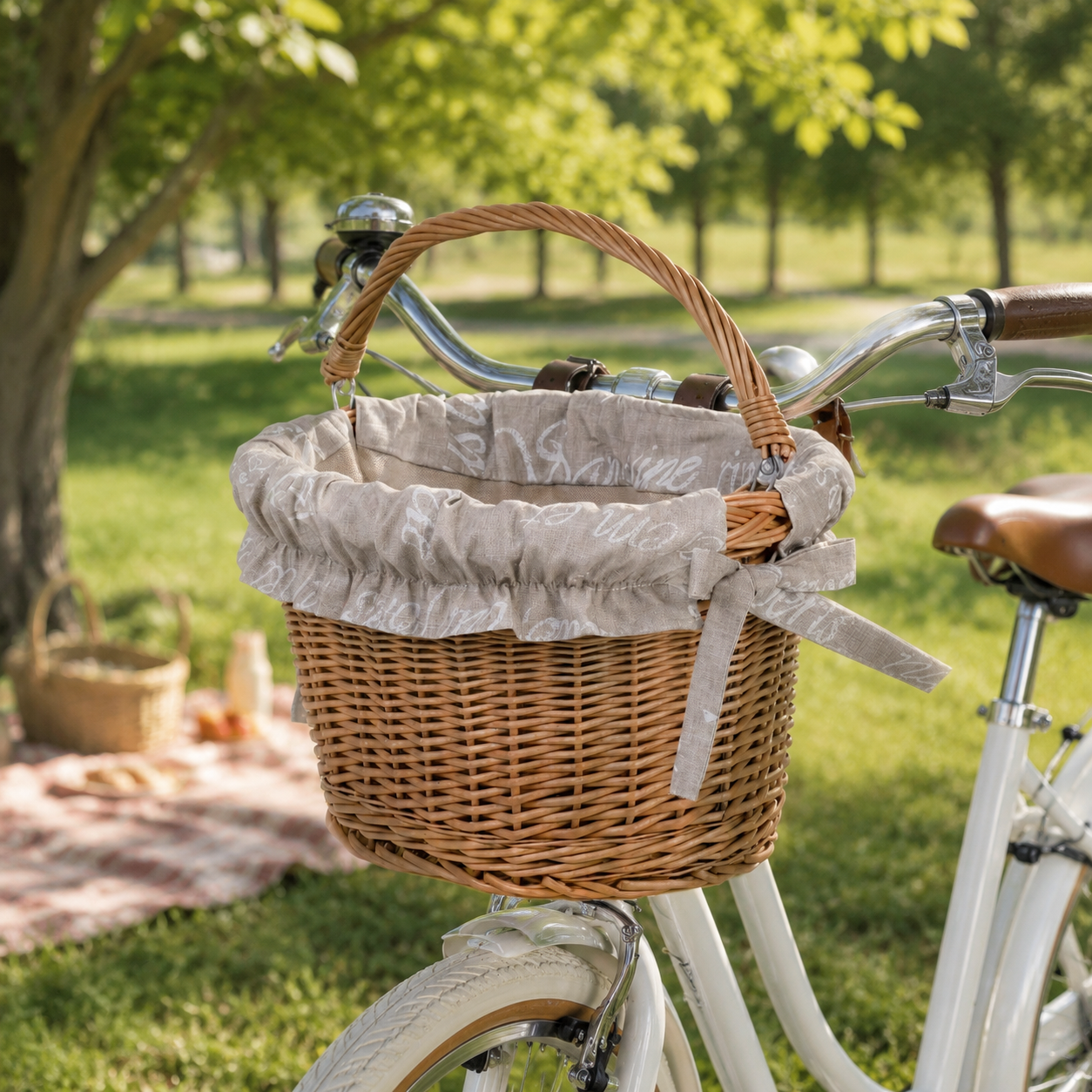 Magnus Fahrradkorb beim Picknick im Park