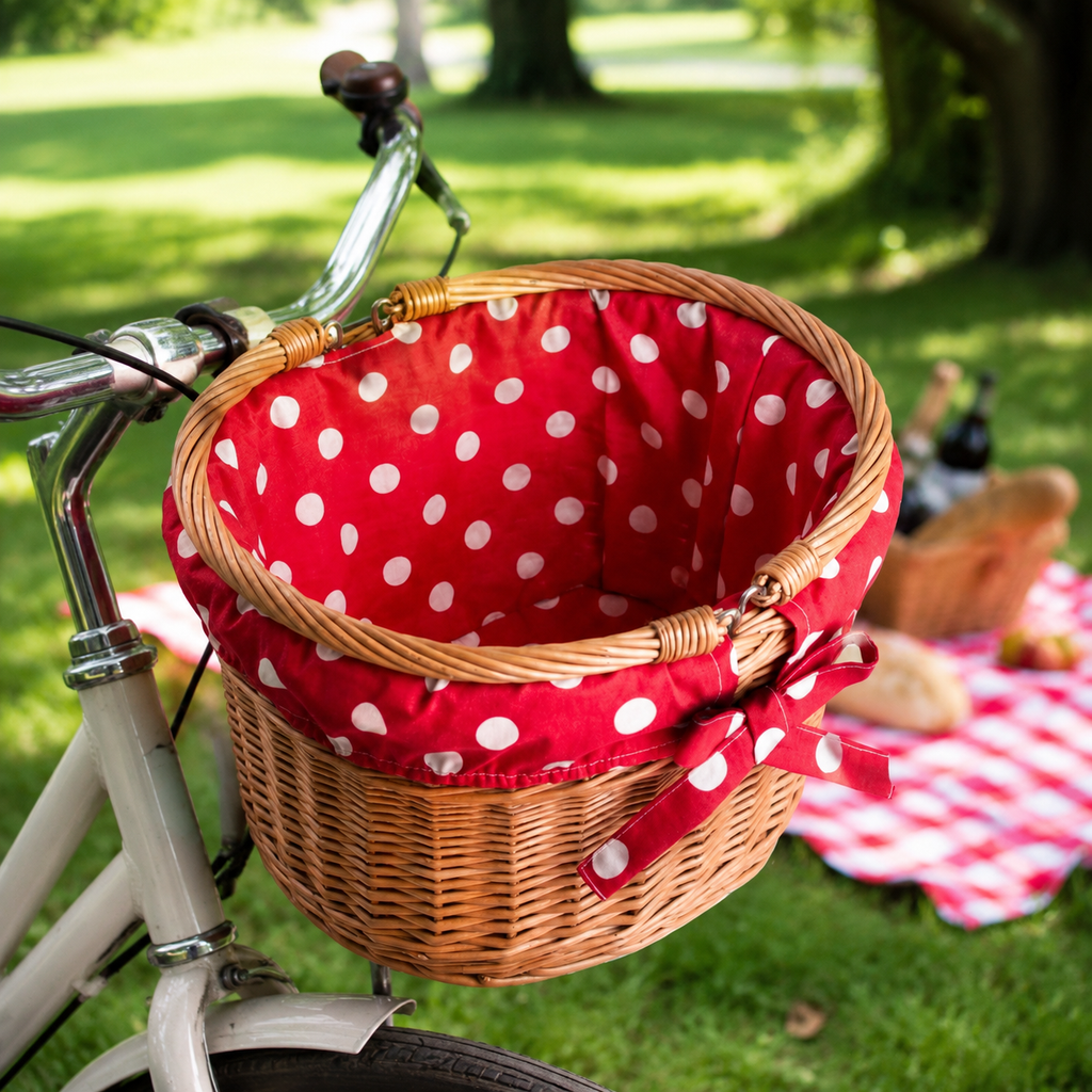 Magnus Fahrradkorb beim Picknick im Park