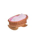 Mimi Wicker Cradle For Dolls With Pink Lining, Pillow And Duvet