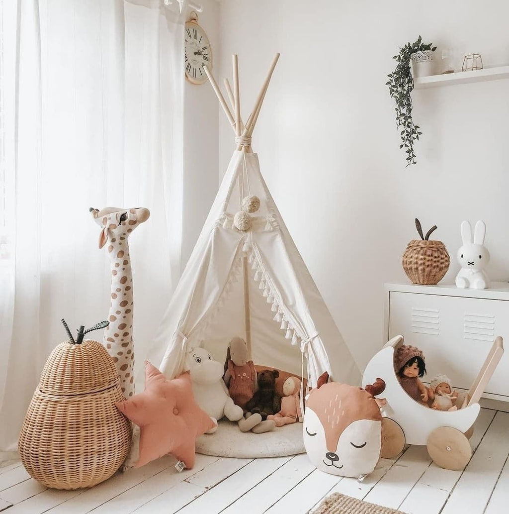 Boho Kids Teepee with Tassels – Ecru