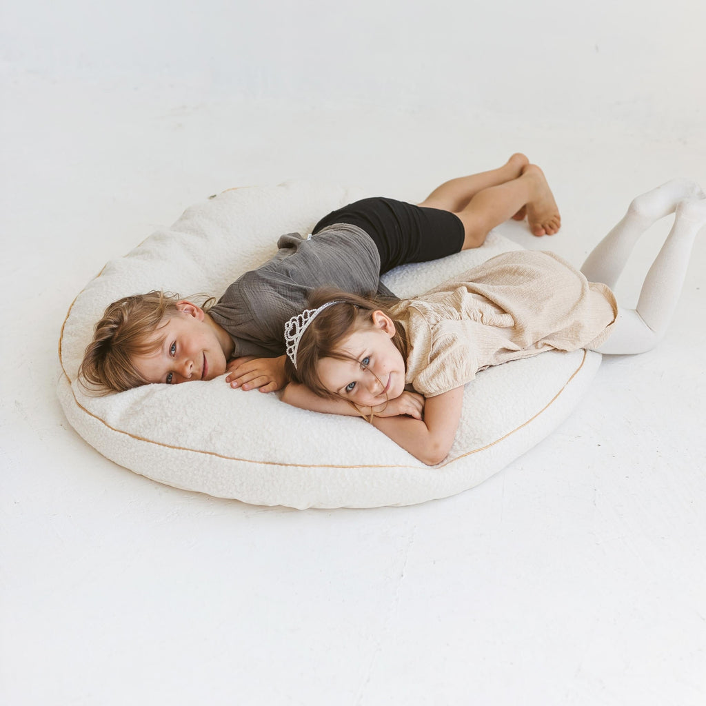 Bouclé Kids Floor Cushion – Ecru, 100 cm