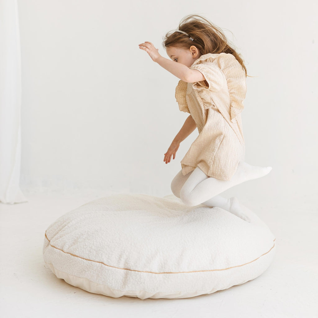 Bouclé Kids Floor Cushion – Ecru, 100 cm