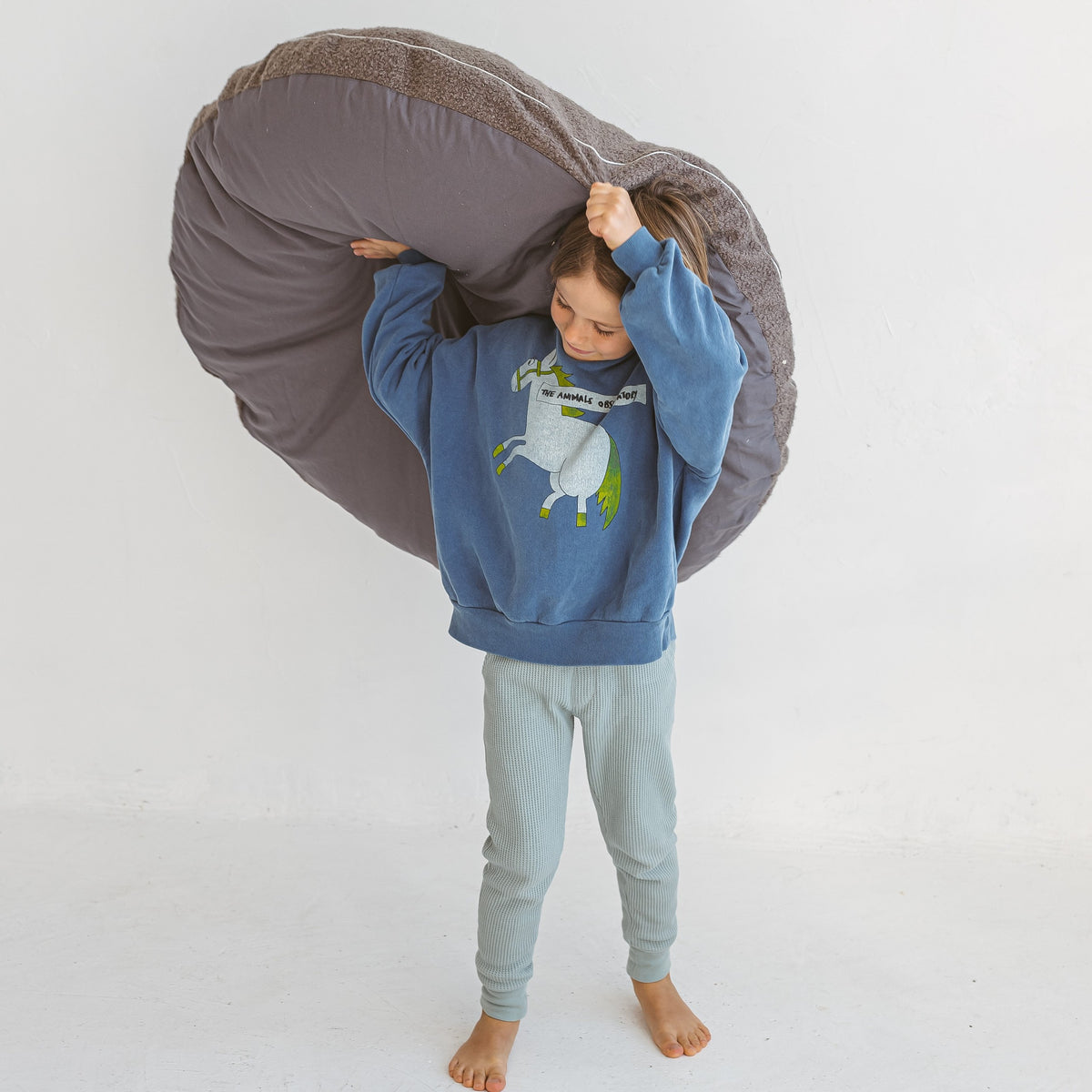 Bouclé Kids Floor Cushion – Grey, 100 cm