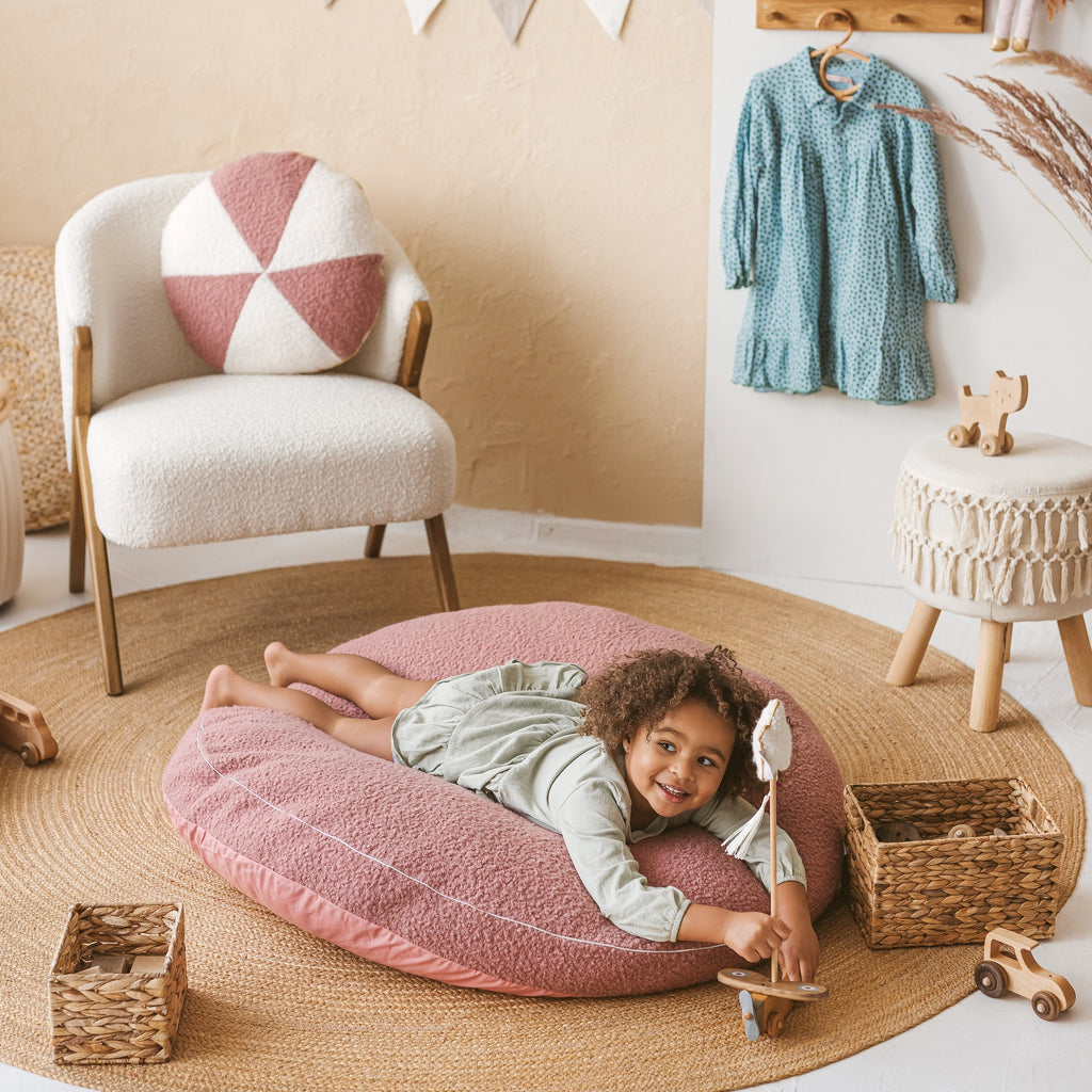 Bouclé Kids Floor Cushion – Rose, 100 cm