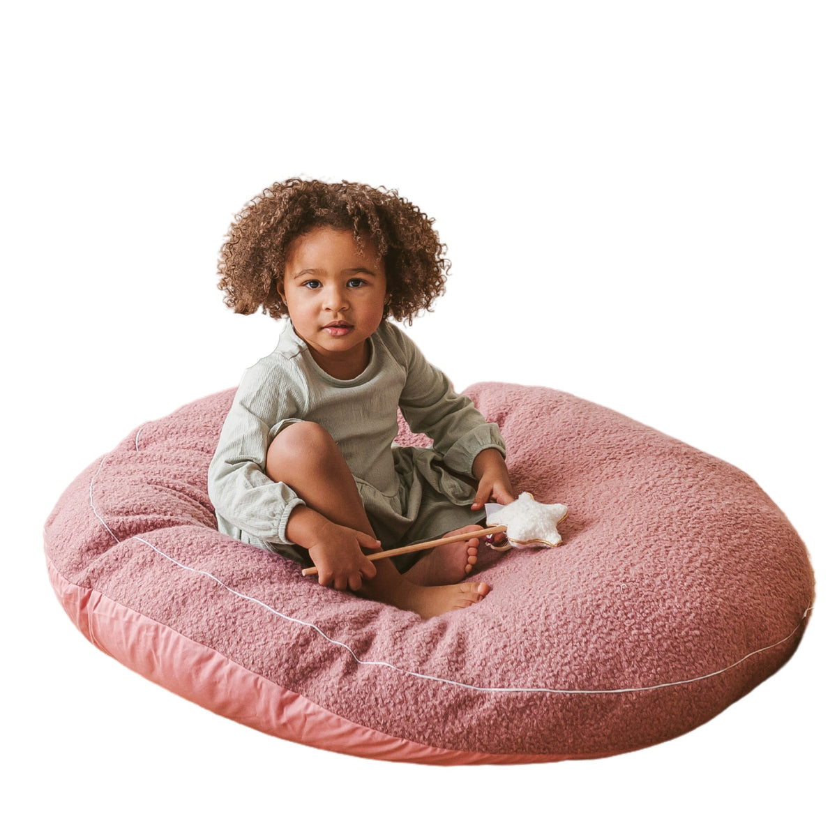 Bouclé Kids Floor Cushion – Rose, 100 cm
