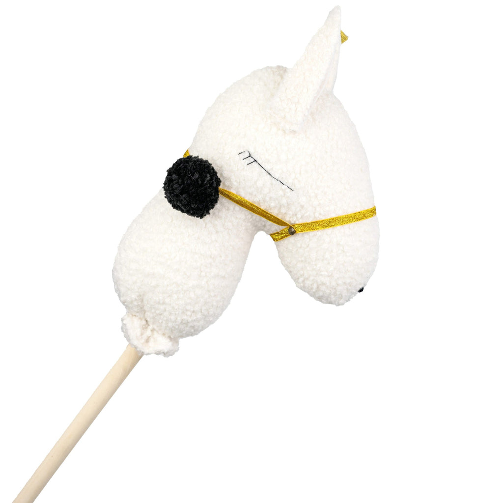 Bouclé Llama & Alpaca Hobby Horse Stick Toy – Ecru