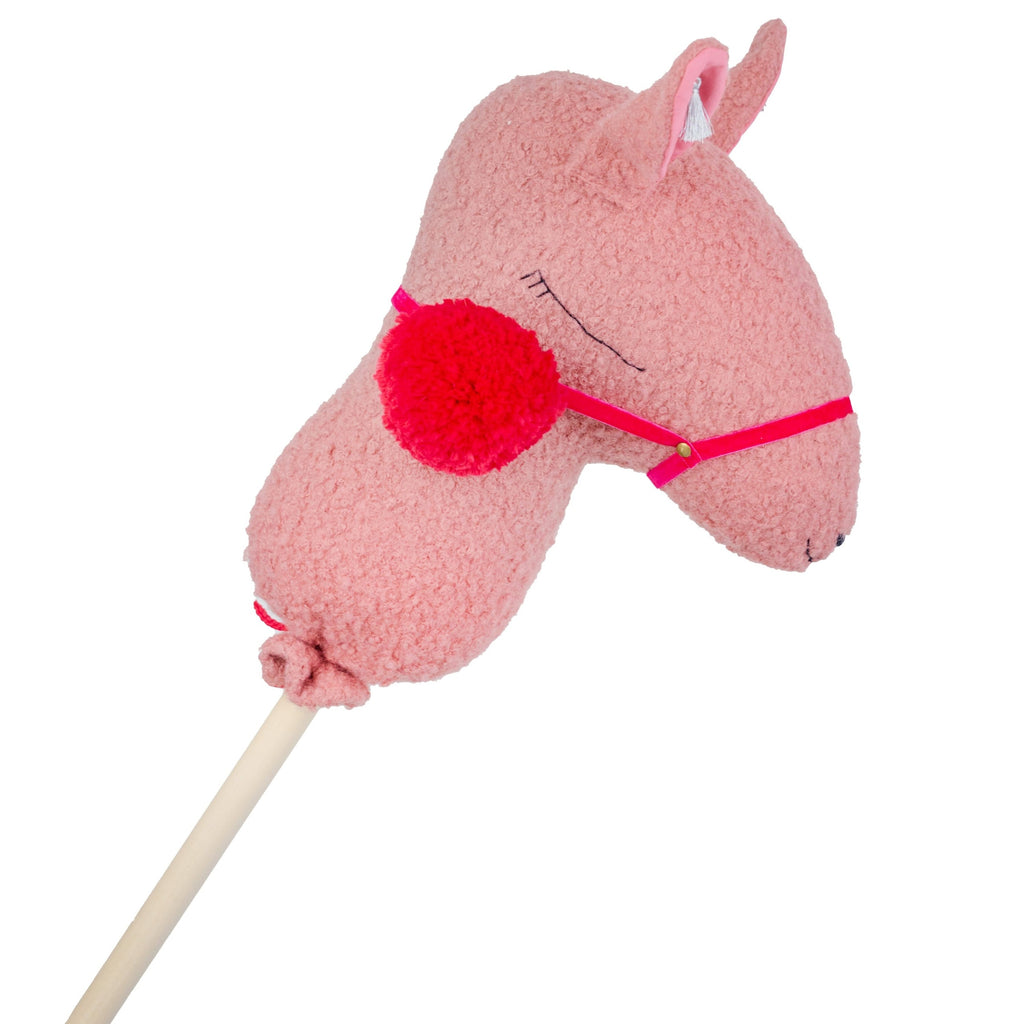 Bouclé Llama & Alpaca Hobby Horse Stick Toy – Rose