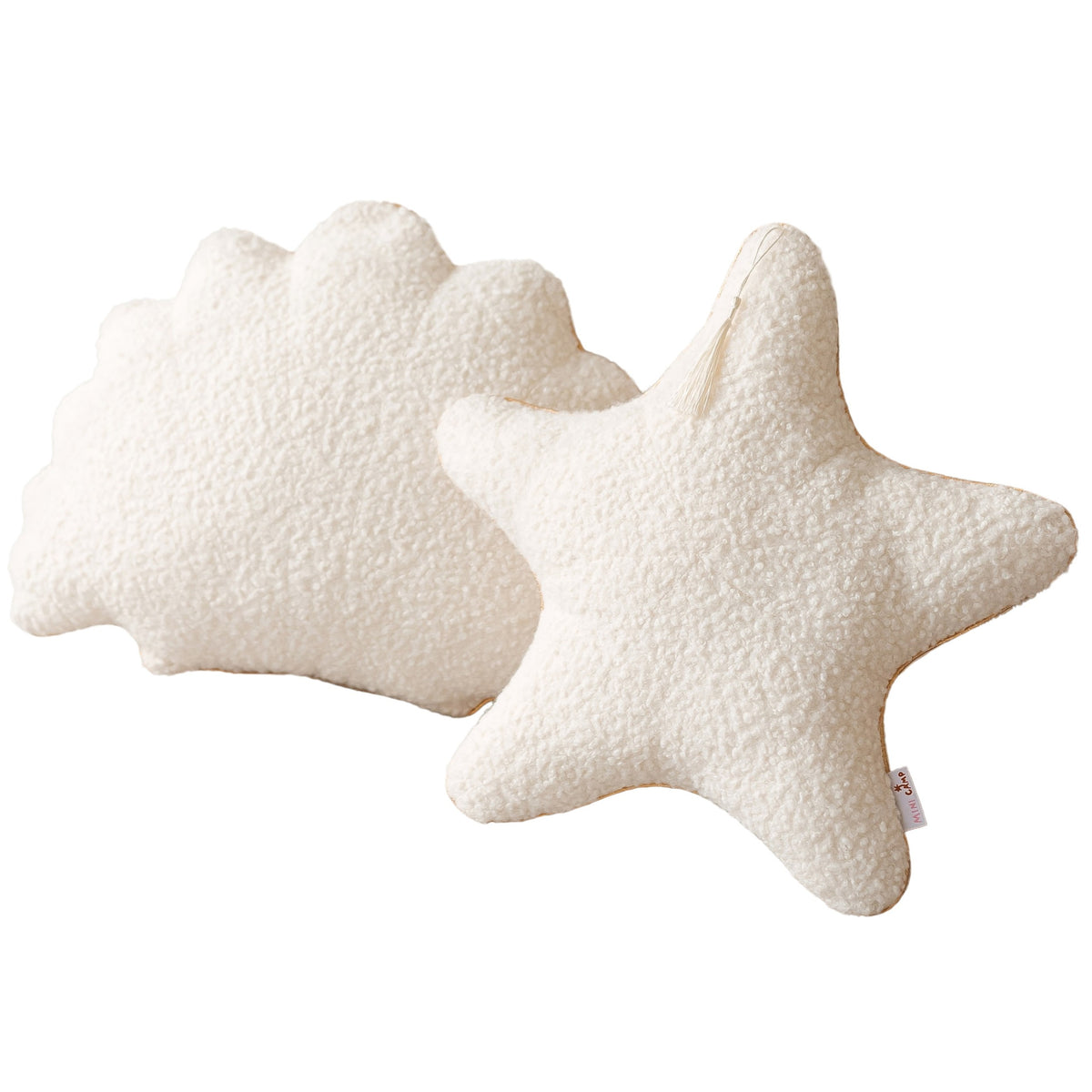 Bouclé Seashell and Starfish Cushions – Ecru, Set of 2