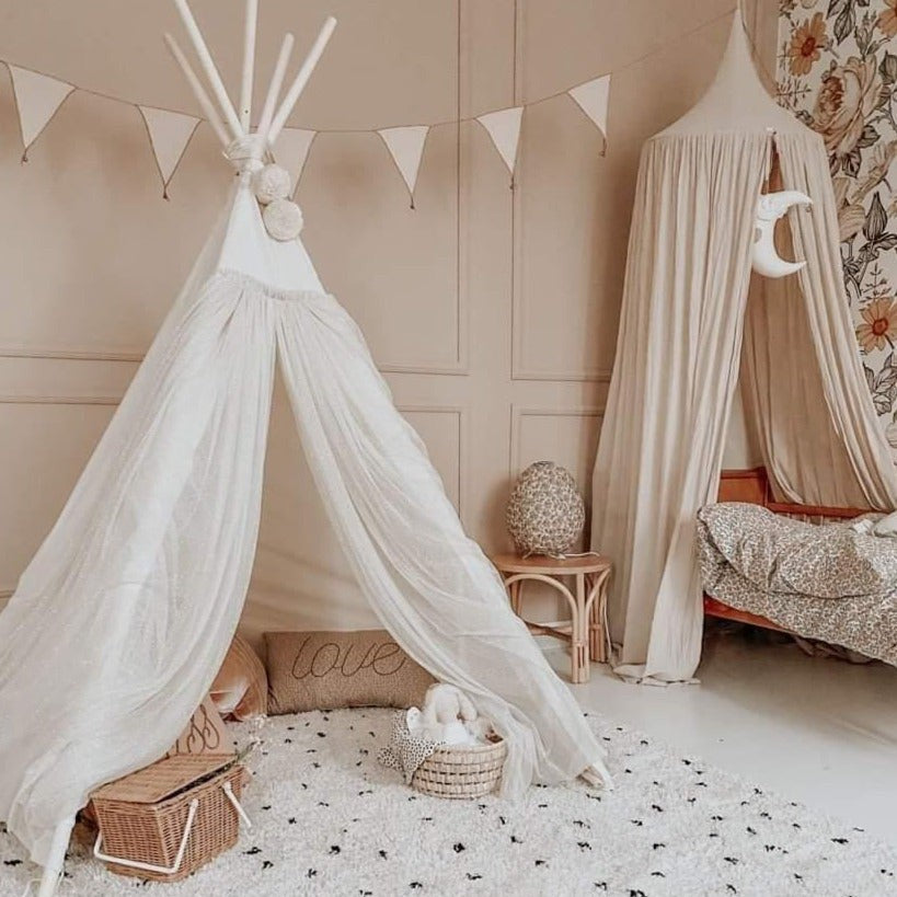Fairy Kids Play Tent with Tulle – Ecru
